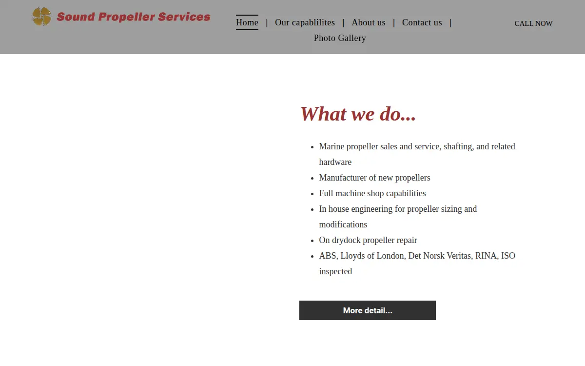 Homepage of Sound Propeller Services, INC.