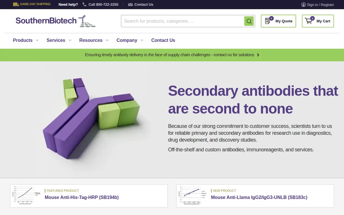 Homepage of Southern Biotechnology Associates INC