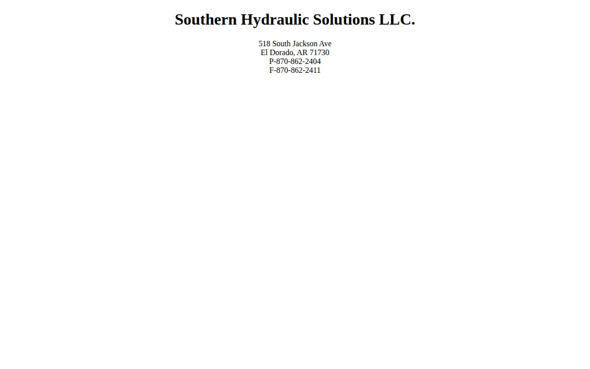 Homepage of Southern Hydraulic Solutions, LLC
