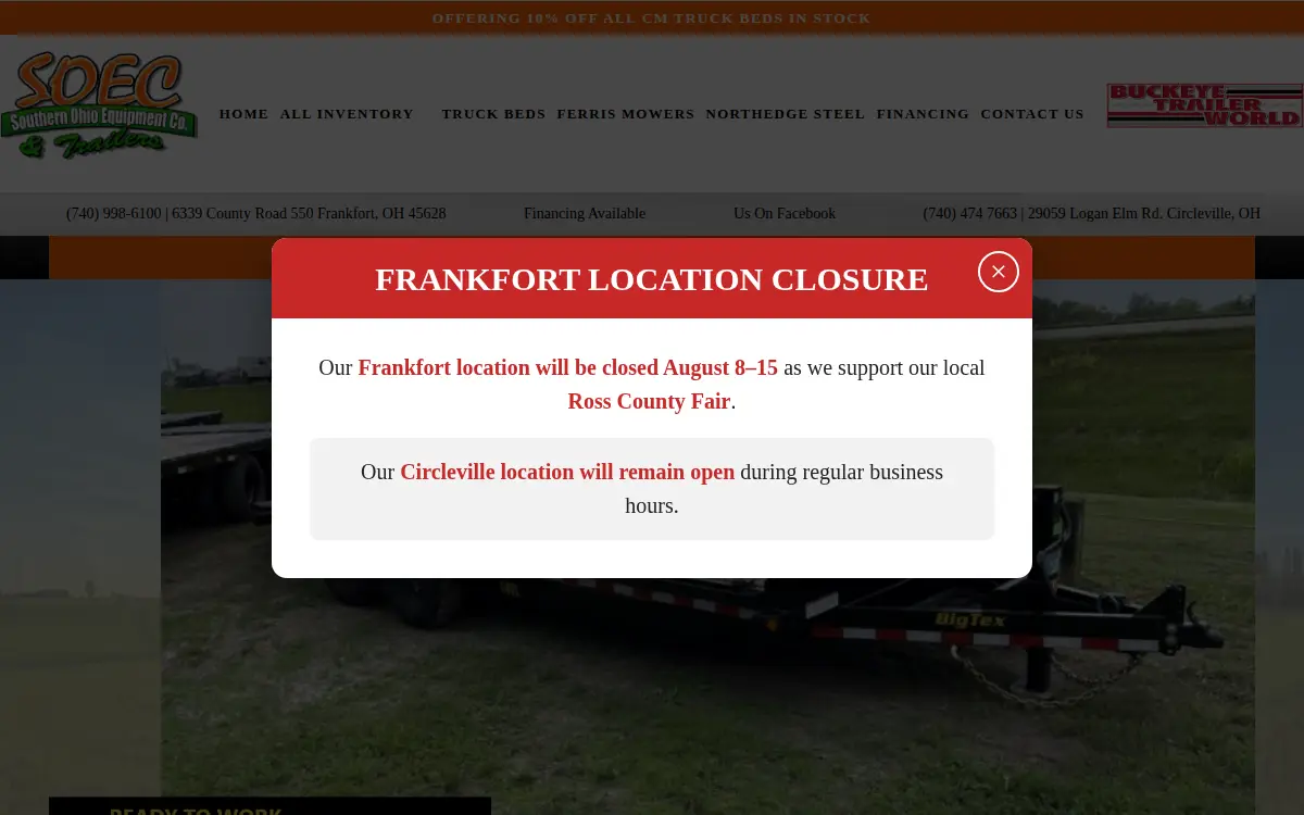 Homepage of Southern Ohio Equipment CO LLC