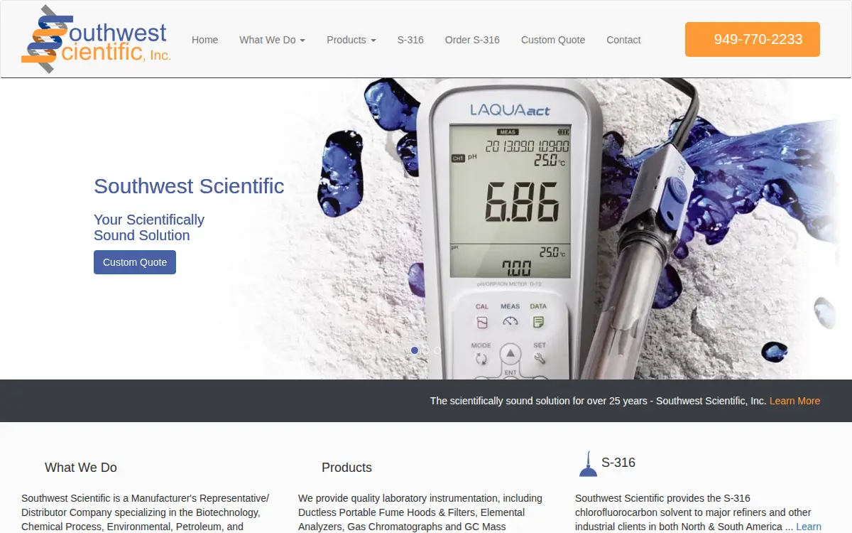 Homepage of Southwest Scientific, INC.