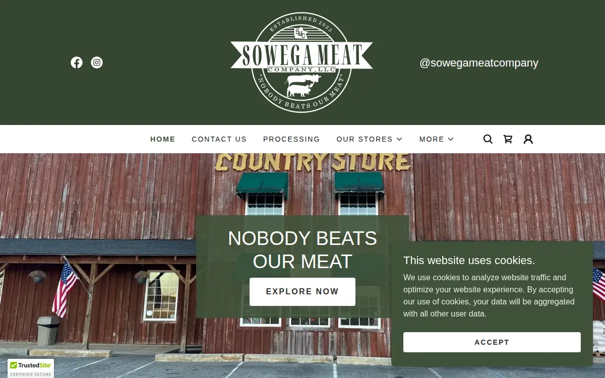 Homepage of Sowega Meat Company, LLC
