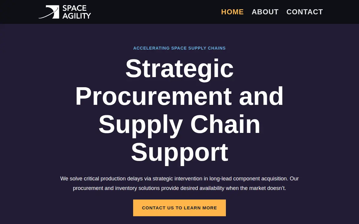 Homepage of Space Agility LLC