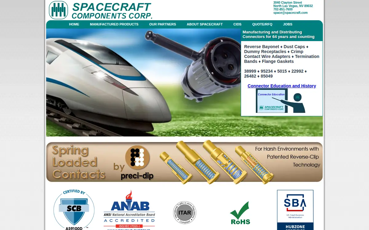 Homepage of Spacecraft Components CORP