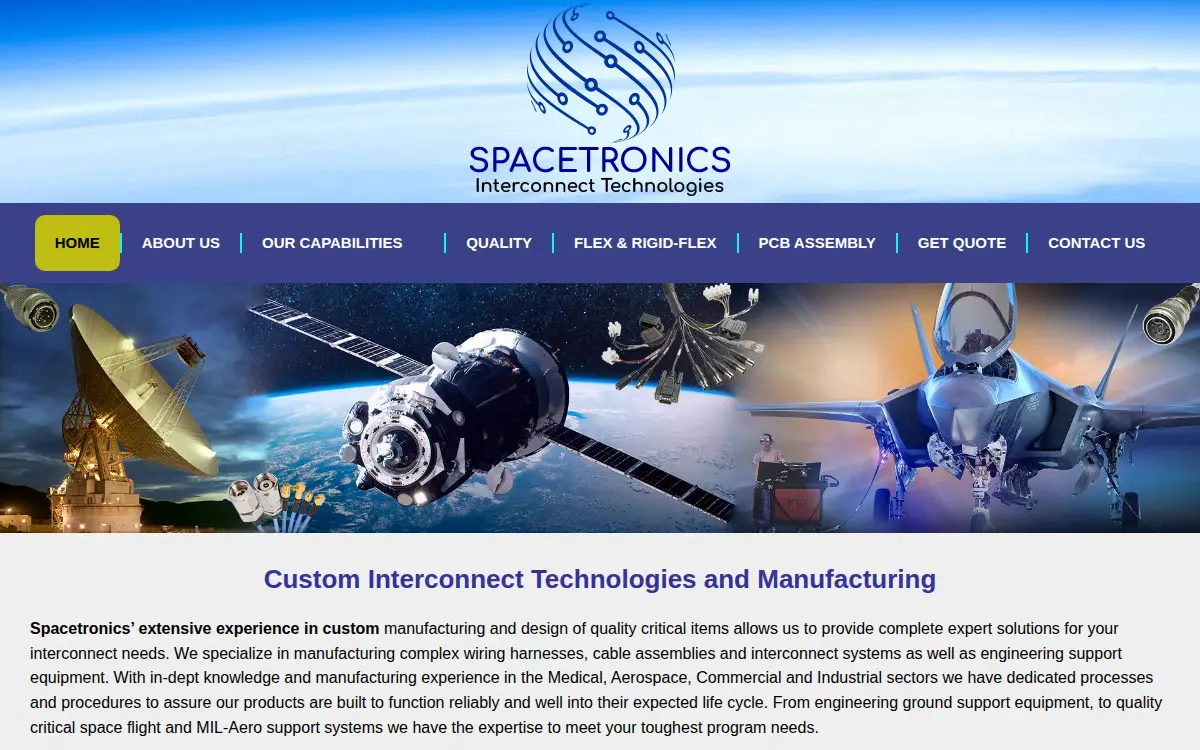 Homepage of Spacetronics LLC