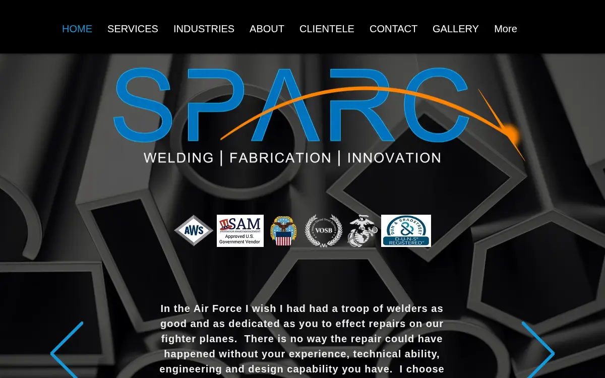 Homepage of Sparc Welding INC