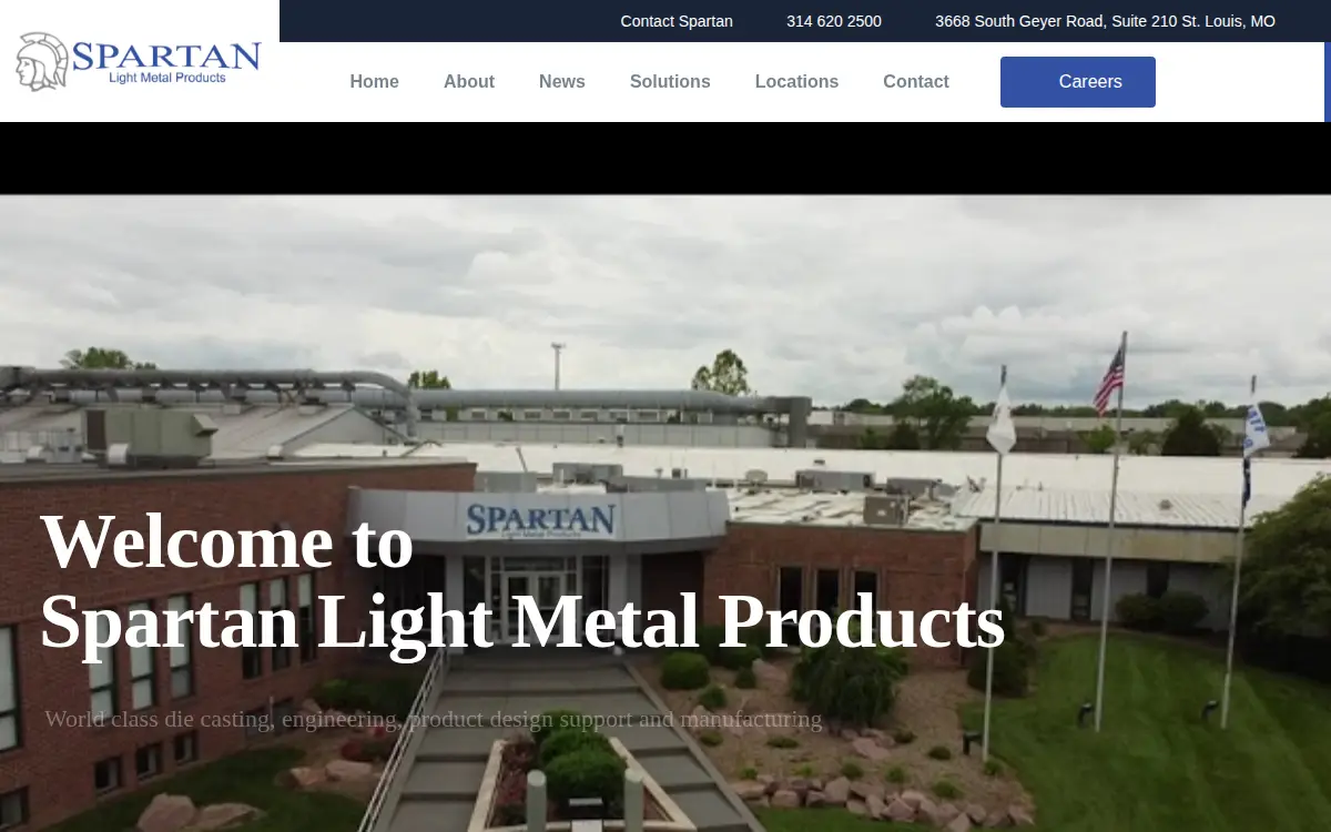 Homepage of Spartan Light Metal Products, INC.