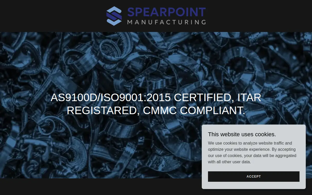 Homepage of Spearpoint Manufacturing LLC
