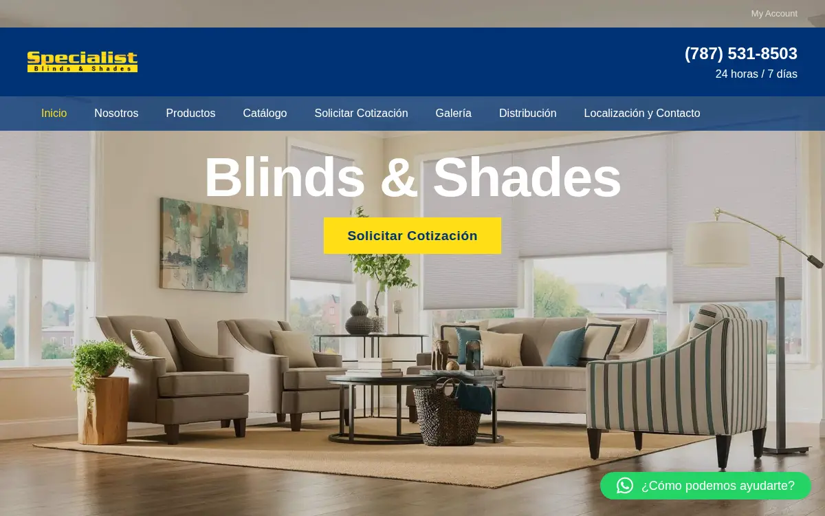 Homepage of Specialist Garage Doors, Blinds and Shades, INC.
