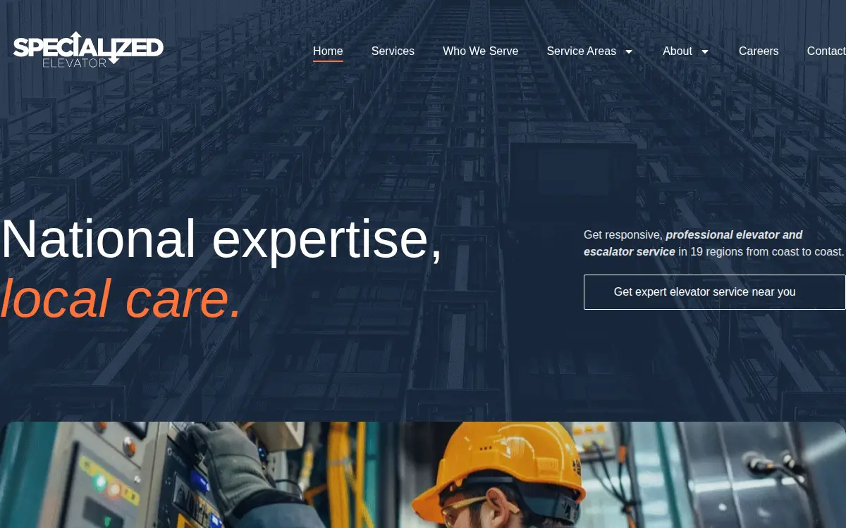 Homepage of Specialized Elevator Corporation