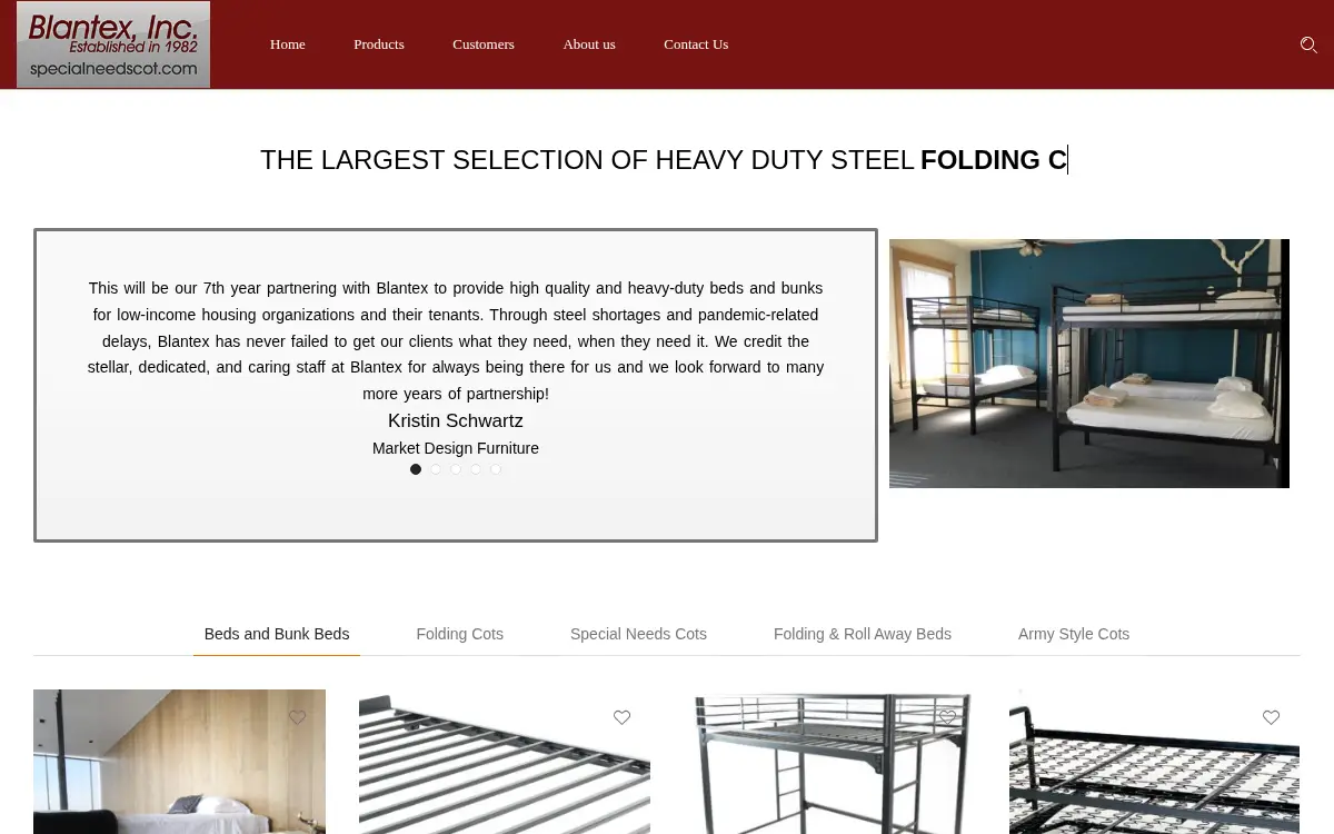 Homepage of Blantex, INC.