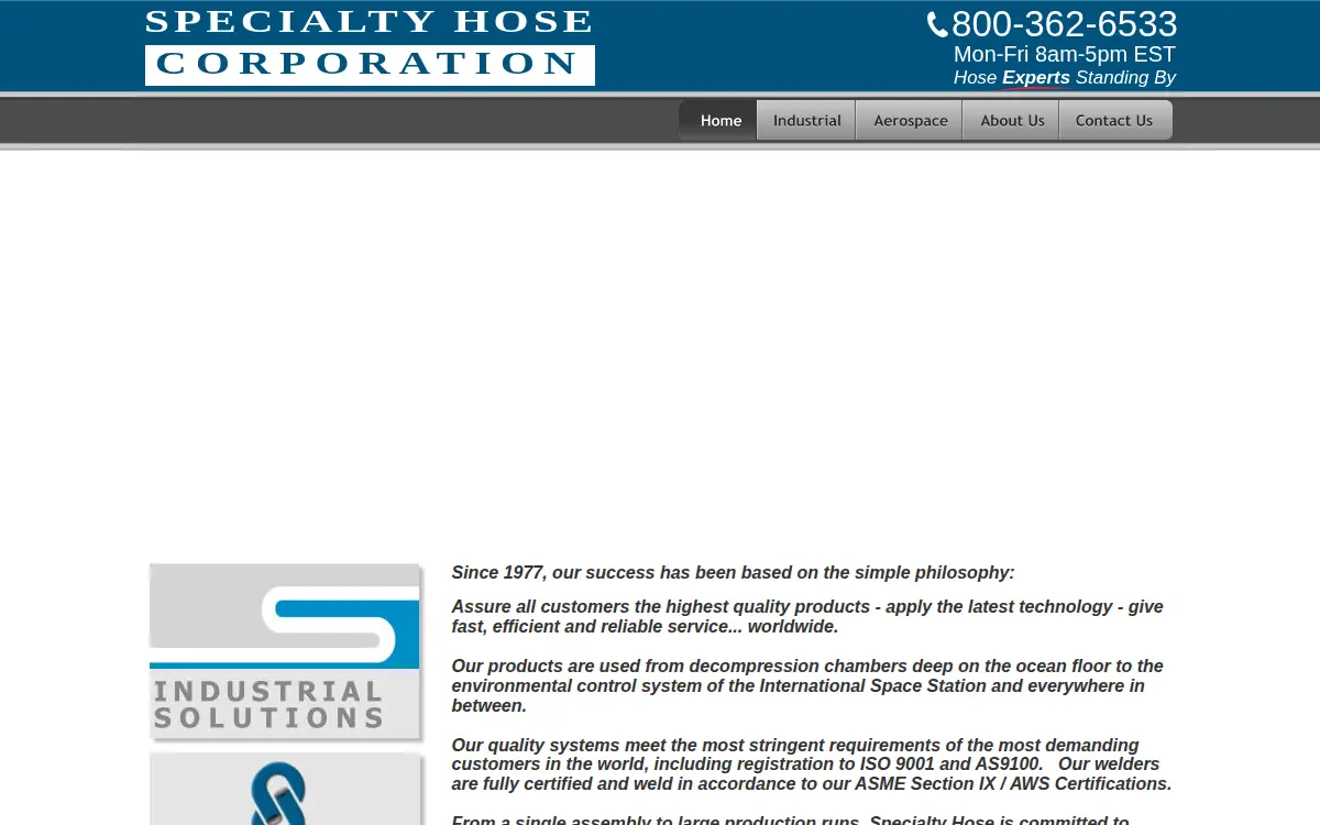 Homepage of Specialty Hose CORP