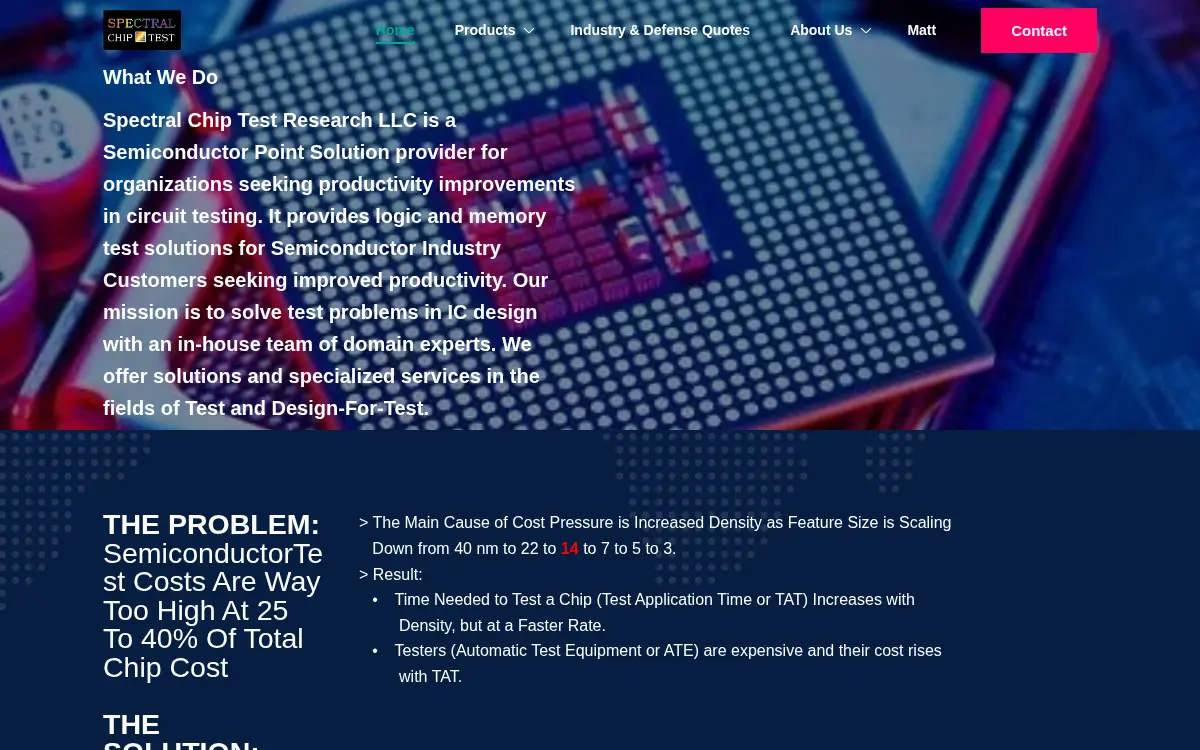 Homepage of Spectral Chip Test Research LLC
