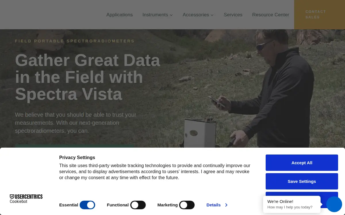 Homepage of Spectra Vista Corporation