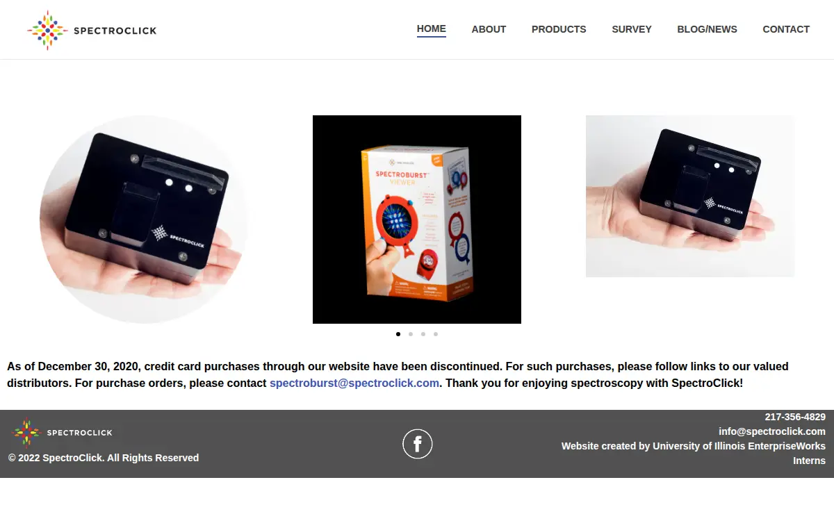 Homepage of Spectroclick INC