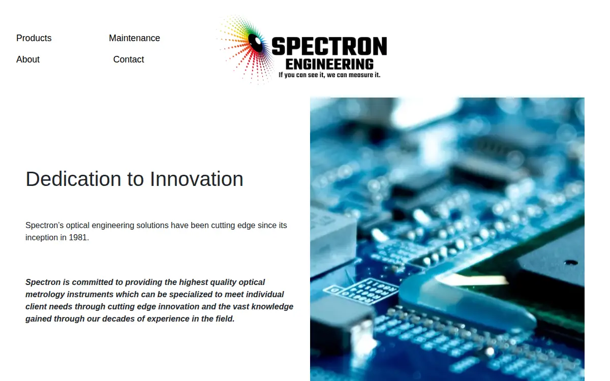 Homepage of Spectron Engineering, INC.