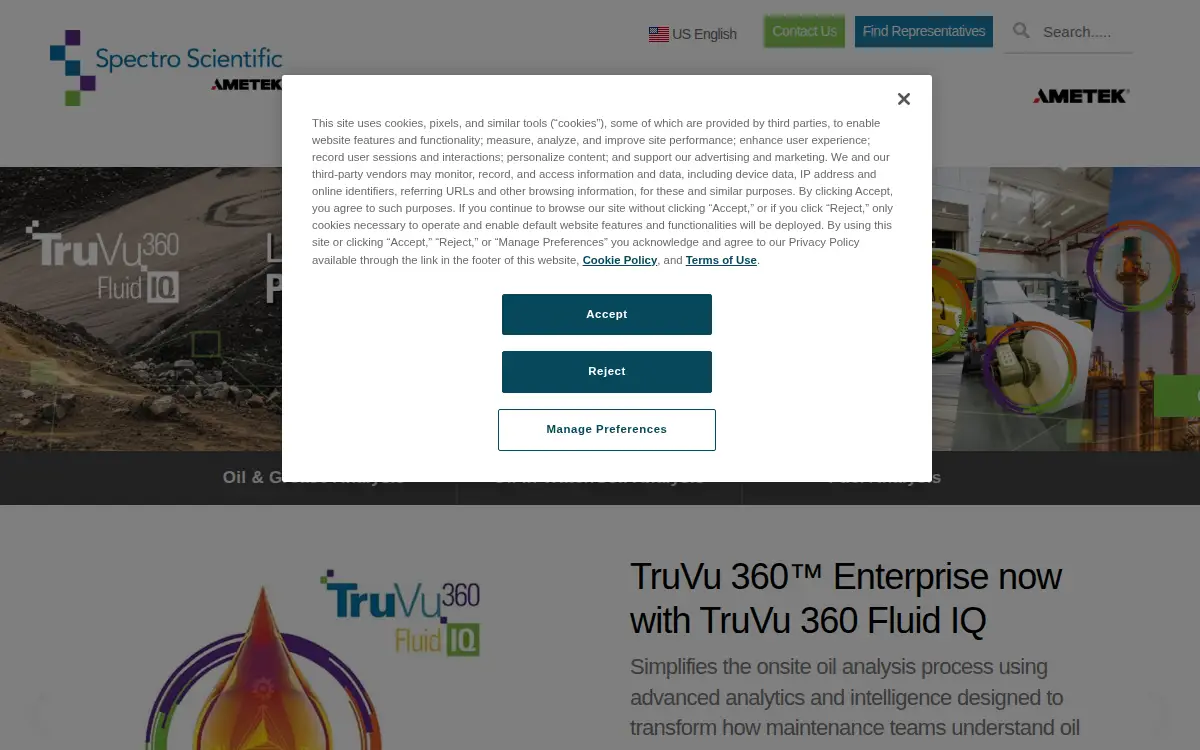 Homepage of Spectro Scientific, INC
