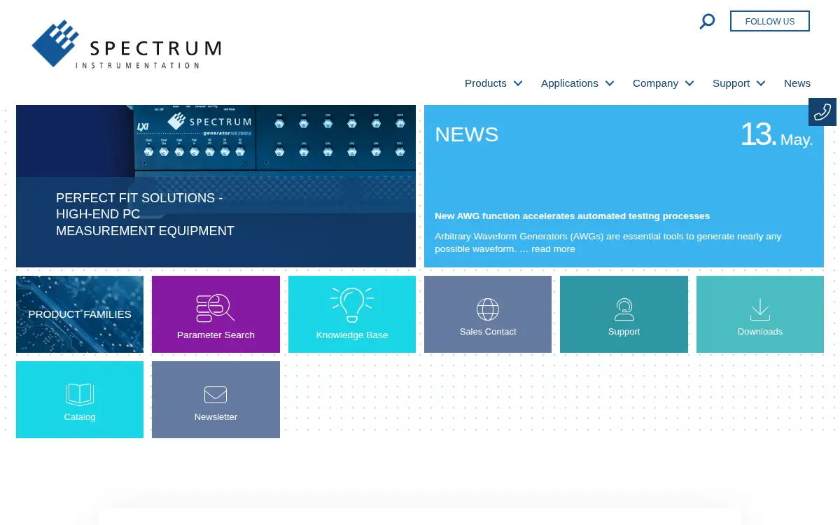 Homepage of Spectrum Instrumentation CORP
