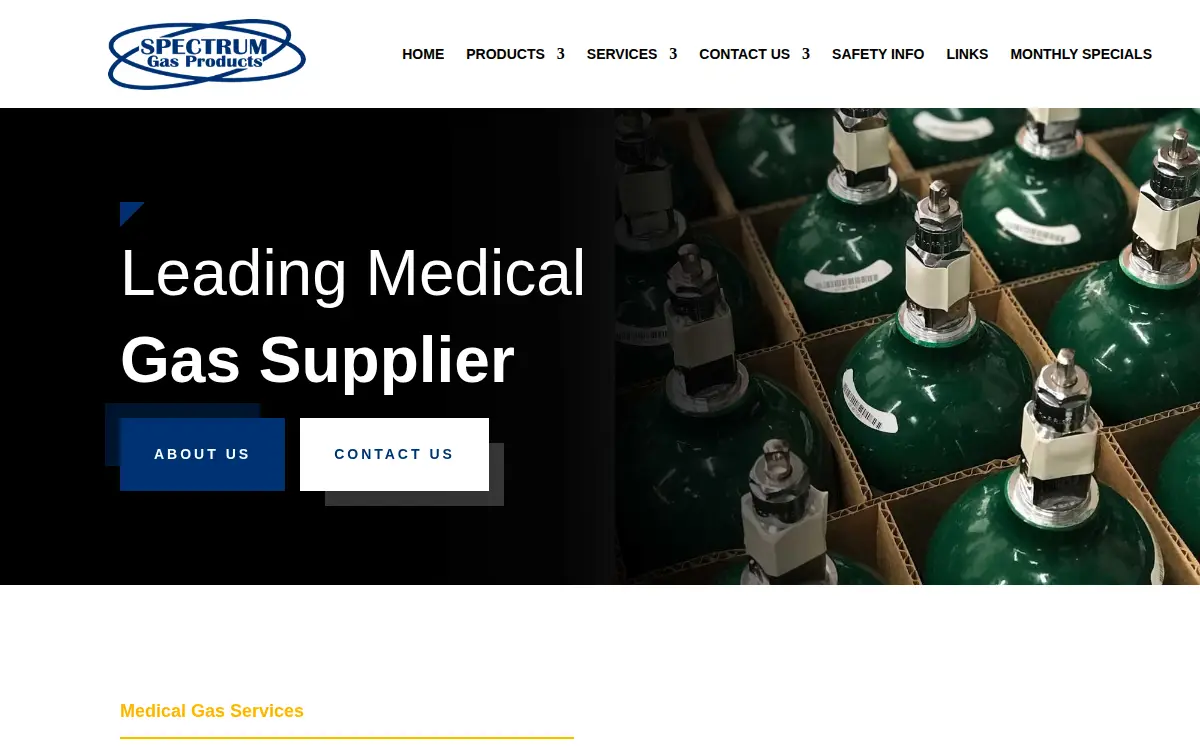 Homepage of Spectrum Gas Products, INC.