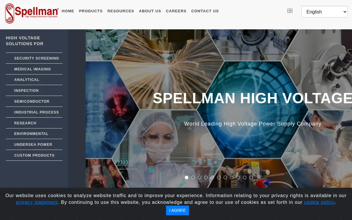 Homepage of Spellman High-voltage Electronics Corporation