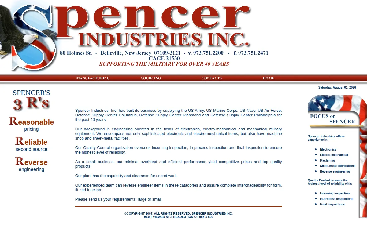 Homepage of Spencer Industries INC