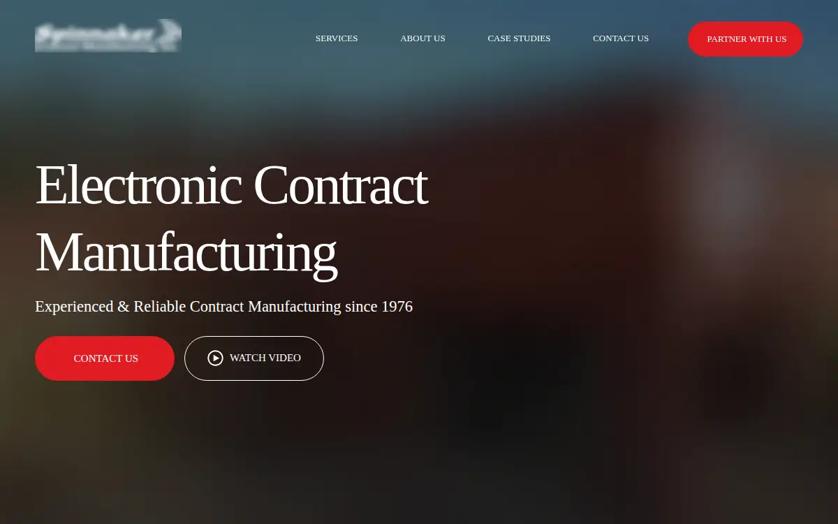 Homepage of Spinnaker Contract Manufacturing, INC