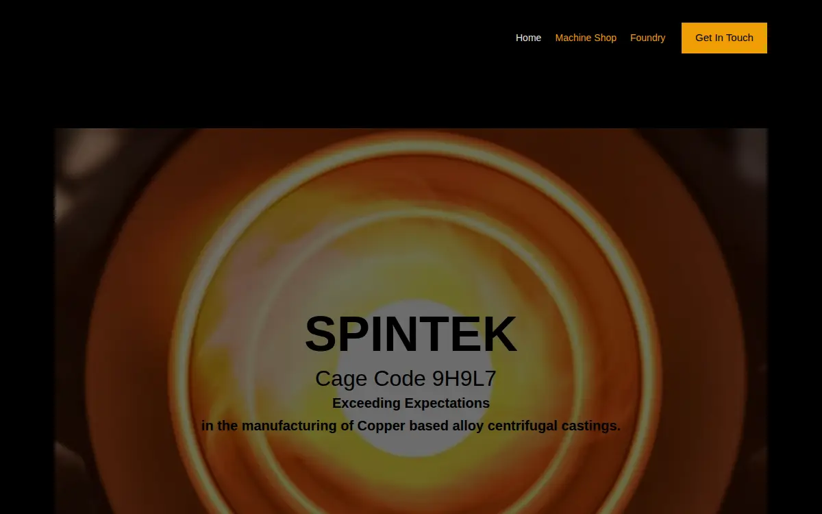Homepage of Spintek Foundry and Machine LLC