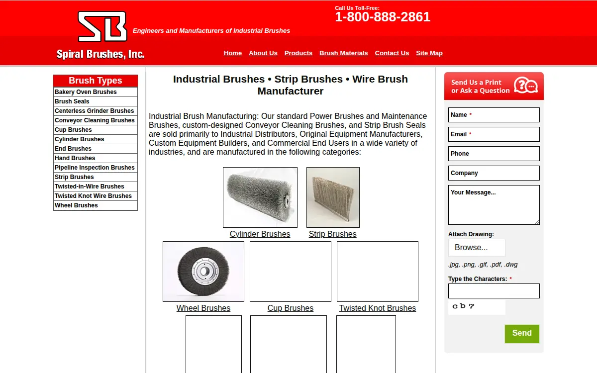 Homepage of Spiral Brushes, INC.