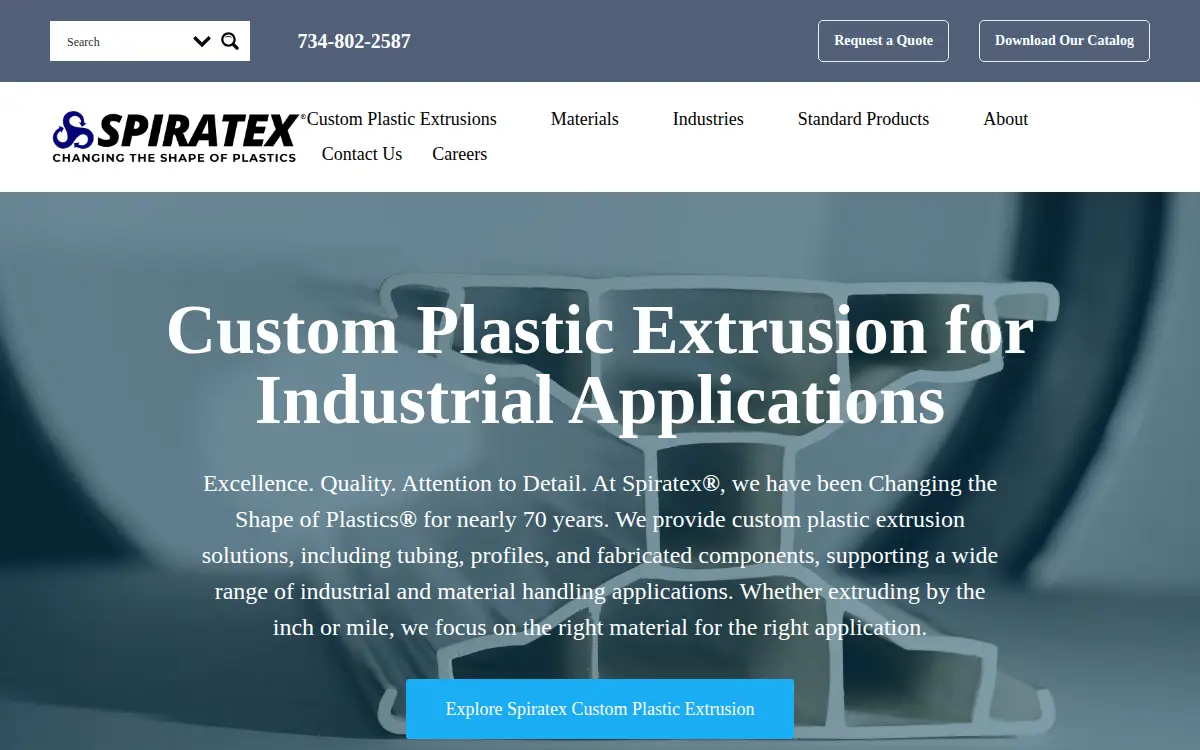 Homepage of Spiratex Co, the