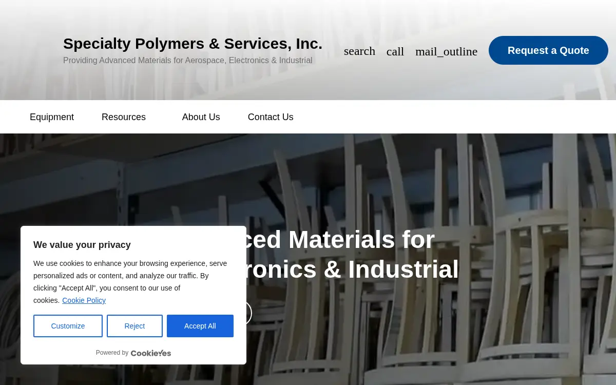 Homepage of Specialty Polymers & Services, INC.