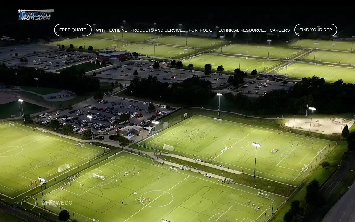 Homepage of Techline Sports Lighting, LLC