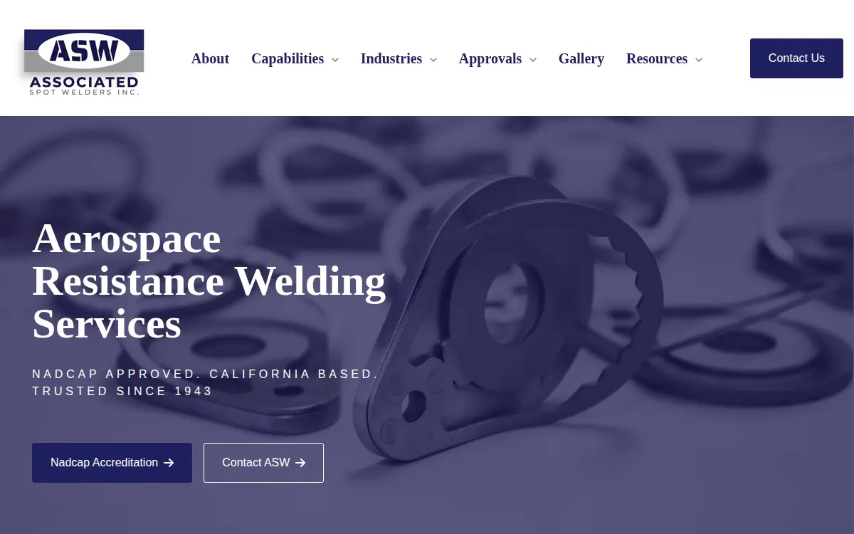 Homepage of Associated Spot Welders, INC.