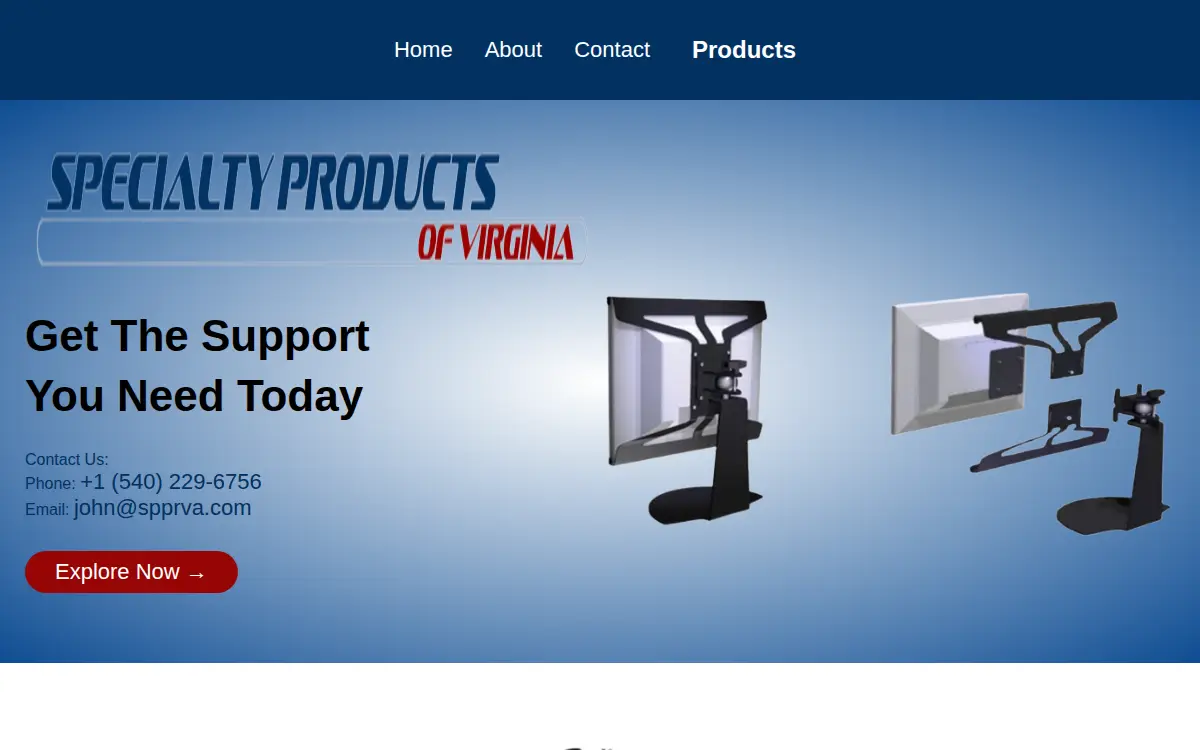 Homepage of Specialty Products of Virginia, INC.
