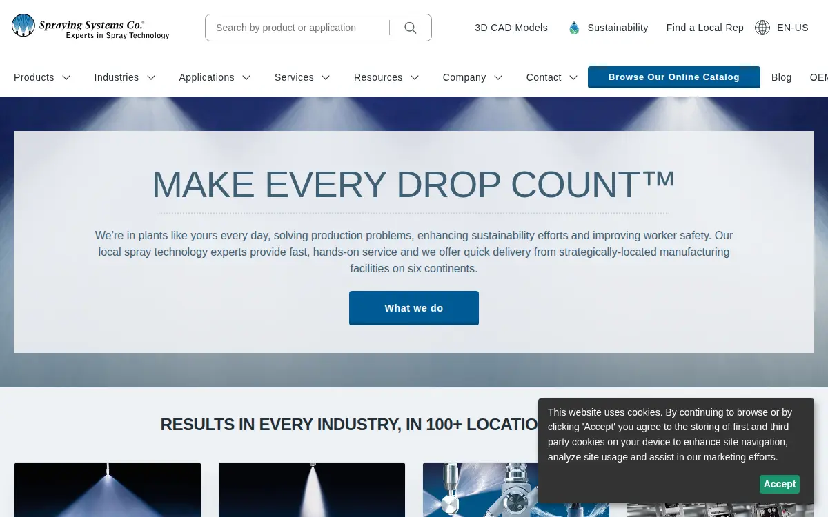 Homepage of Spraying Systems CO