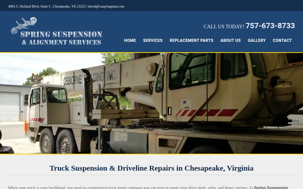 Homepage of Spring Suspension and Alignment Services, LLC