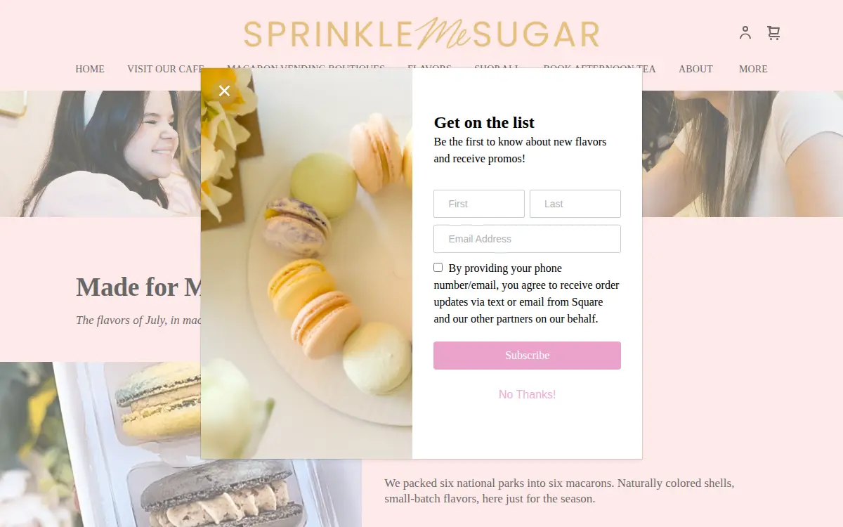 Homepage of Sprinkle Me Sugar LLC