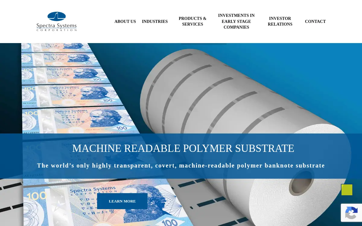 Homepage of Spectra Systems Corporation