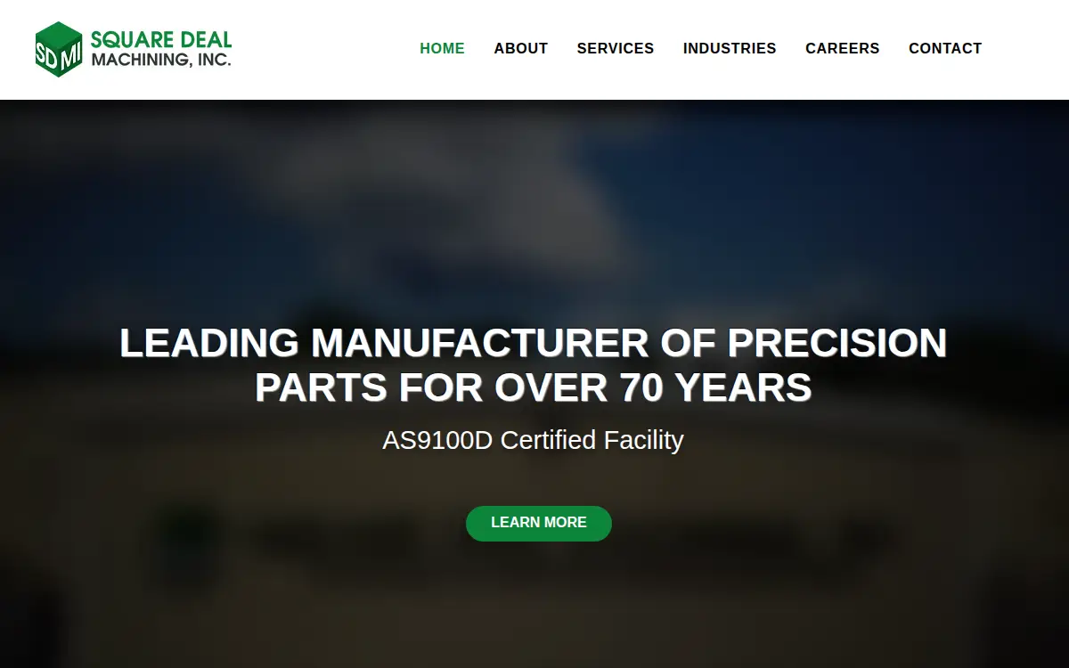 Homepage of Square Deal Machining, INC.