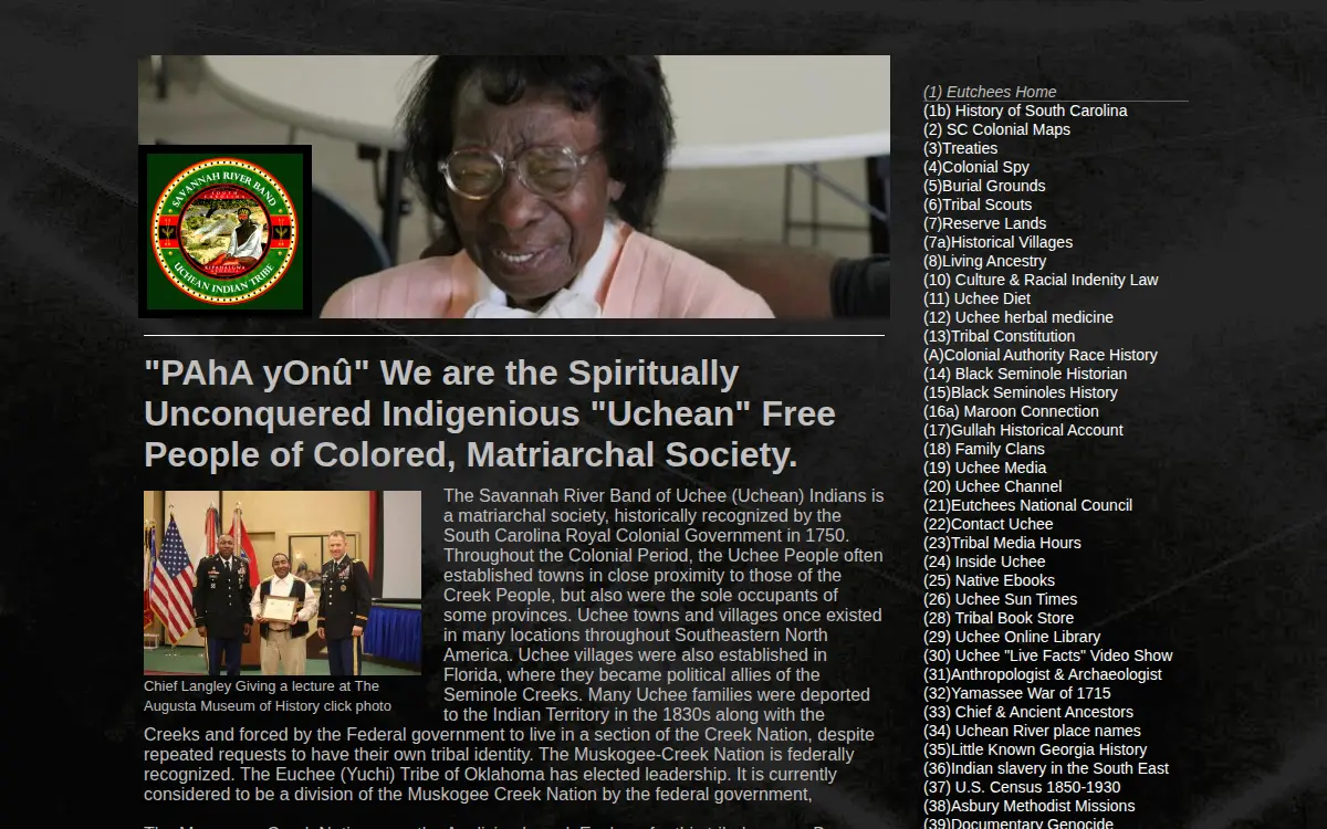 Homepage of Savannah River Band of Euchee Indians