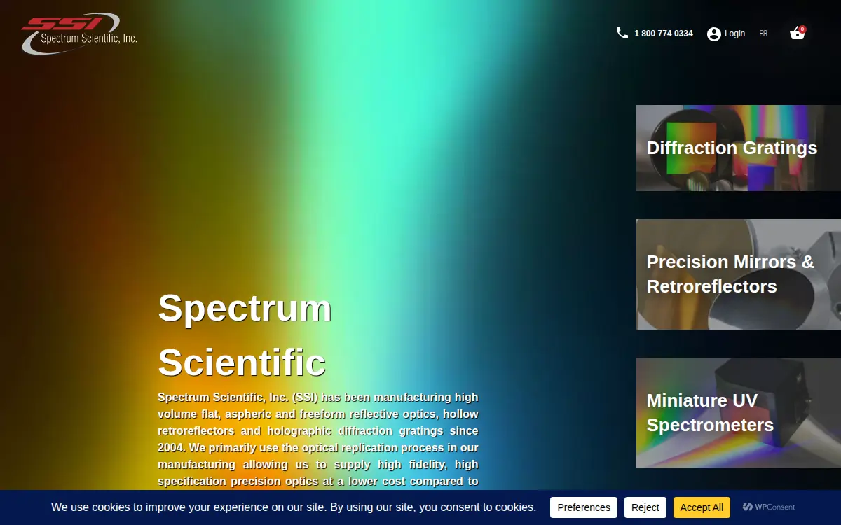 Homepage of Spectrum Scientific Incorporated