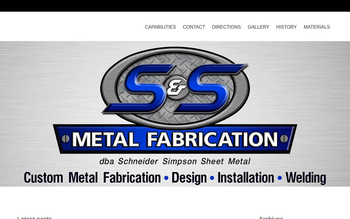 Homepage of S & S Metal Fabrication, INC