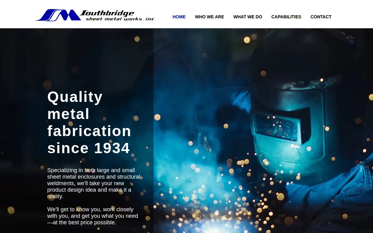 Homepage of Southbridge Sheet Metal Works, INC