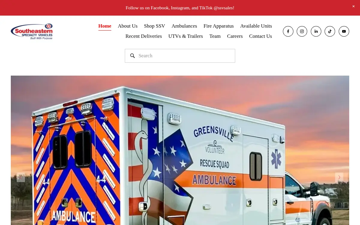 Homepage of Southeastern Specialty Vehicles, INC.