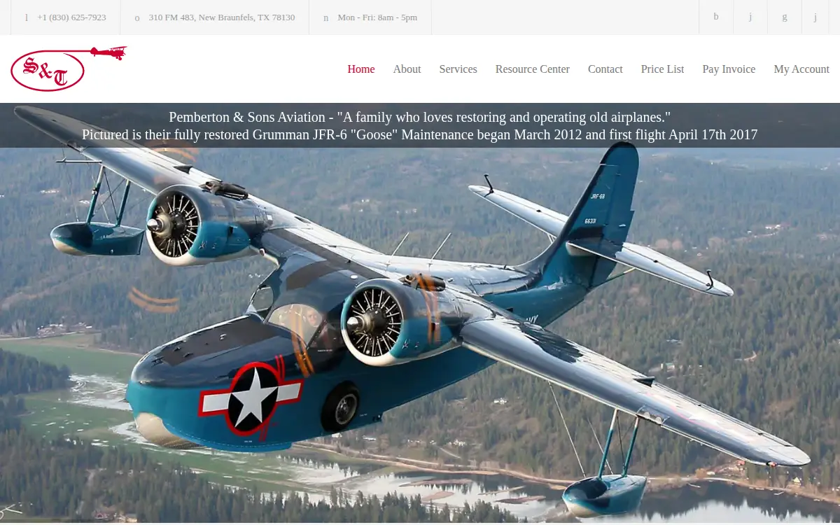 Homepage of S & T Aircraft Accessories INC