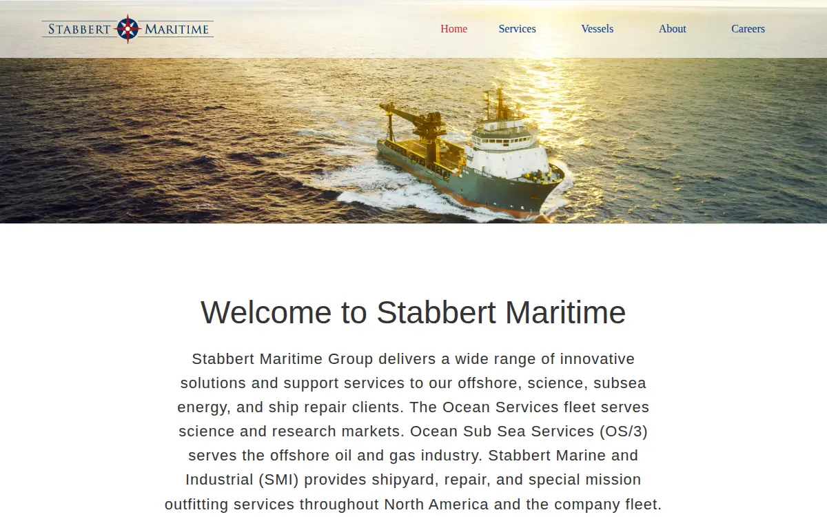 Homepage of Stabbert Marine & Industrial, LLC