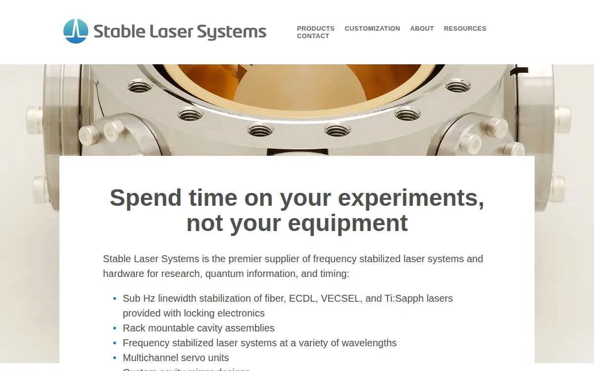 Homepage of Stable Laser Systems INC