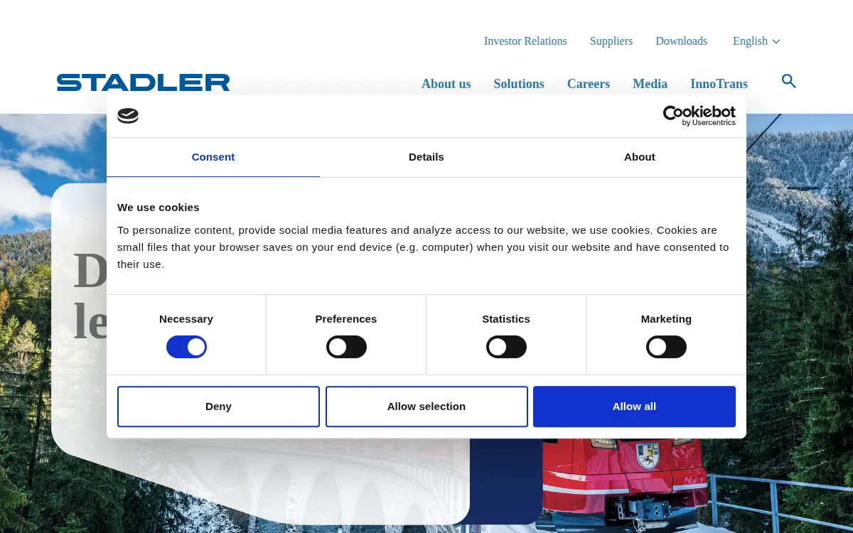 Homepage of Stadler US INC