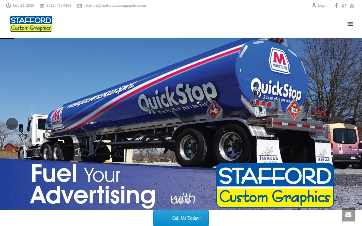 Homepage of Stafford Custom Graphics, LLC