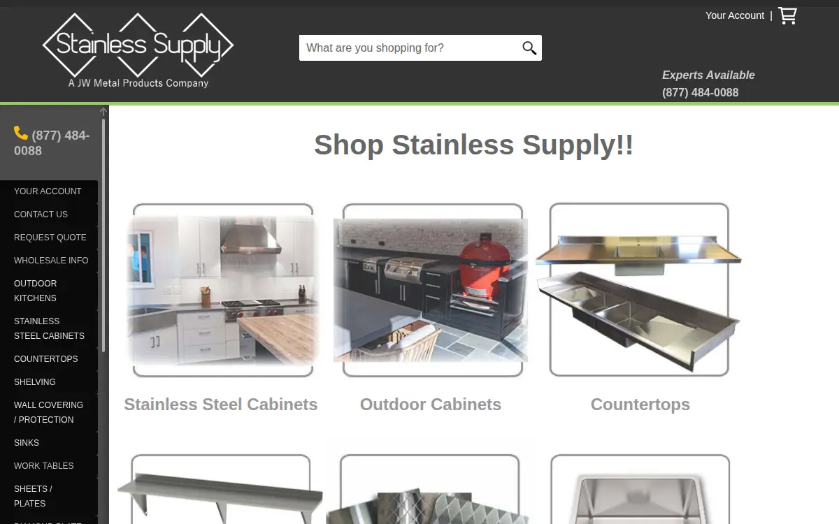 Homepage of Stainless Supply INC