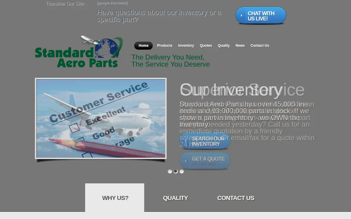 Homepage of Standard Aero Parts, INC